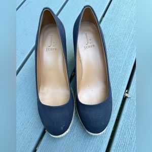 J. Crew Seville Espadrilles Wedges Navy Women’s Size 7